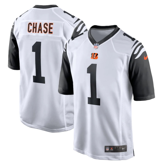 mens nike jamarr chase white cincinnati bengals alternate game player jersey